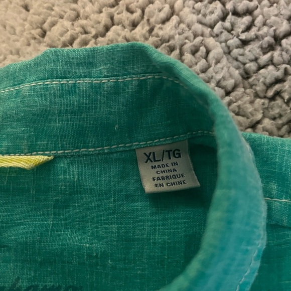 Tommy Bahama 100 percent linen Green Casual Button Down Shirt Mens XL - Picture 3 of 5